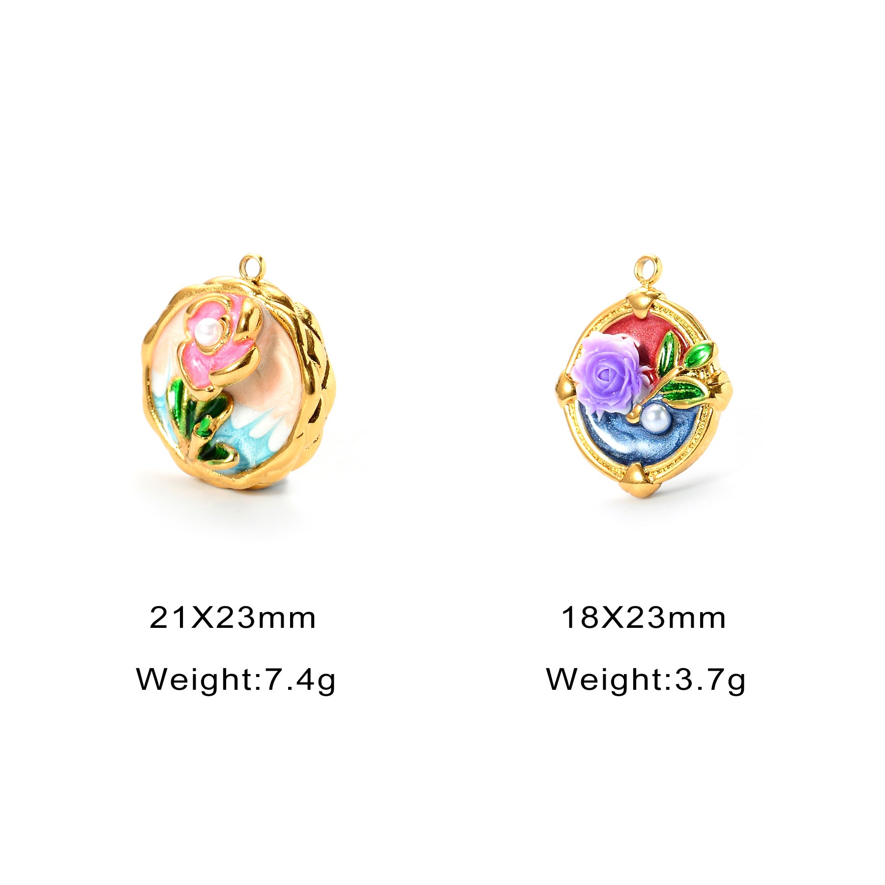 Damen Schmuckanhänger mit blumigem Reliefdesign und Perle Shop Nory