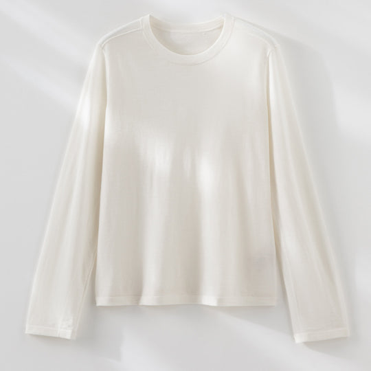 Damen Feines Langarm-Feinstrickshirt mit Rundhalsausschnitt und gerader Silhouette Shop Nory