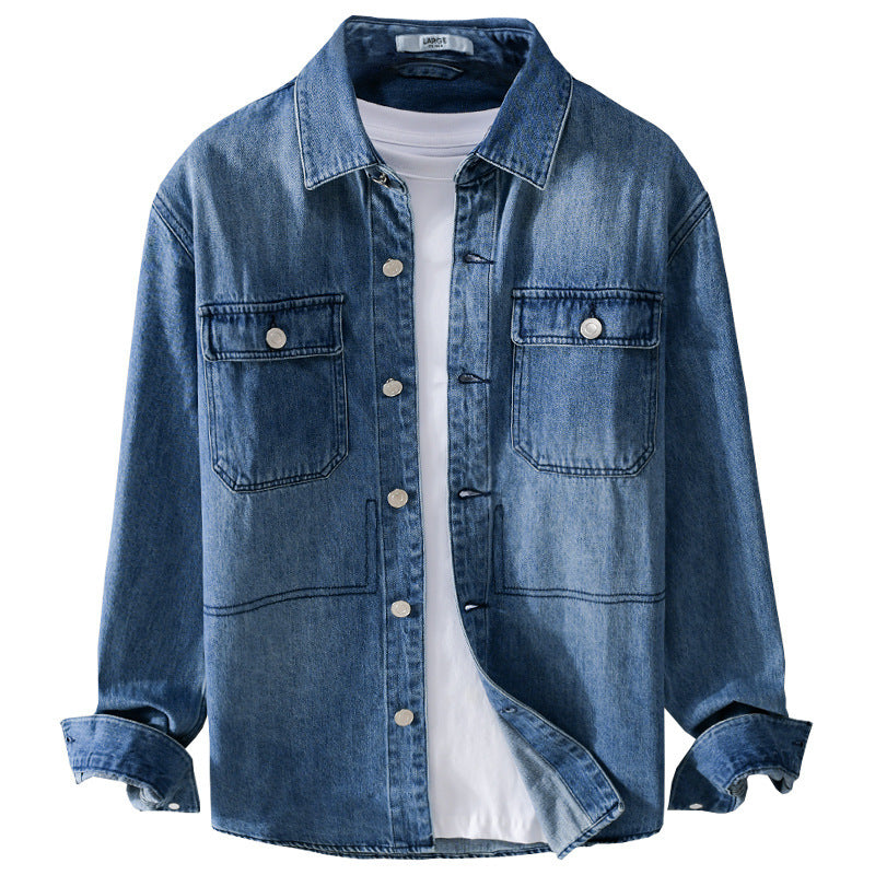 Herren Denim-Utility-Hemdjacke mit Brusttaschen und legerer Passform Shop Nory