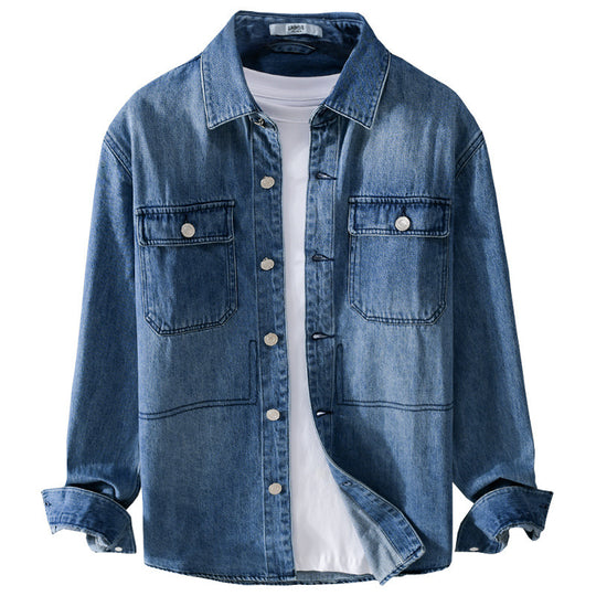 Herren Denim-Utility-Hemdjacke mit Brusttaschen und legerer Passform Shop Nory