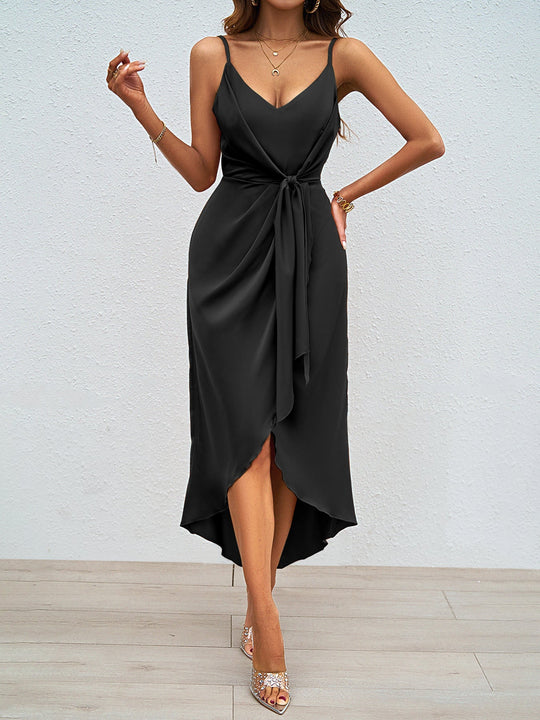 Damen Midikleid mit raffiniertem Wickeldesign und verstellbaren Trägern