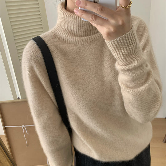 Damen Flauschiger Rollkragenpullover aus Wollmix mit gerippten Bündchen Shop Nory