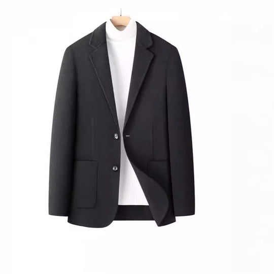 Herren Fischgrät-Wollblazer mit Reverskragen und aufgesetzten Taschen Shop Nory