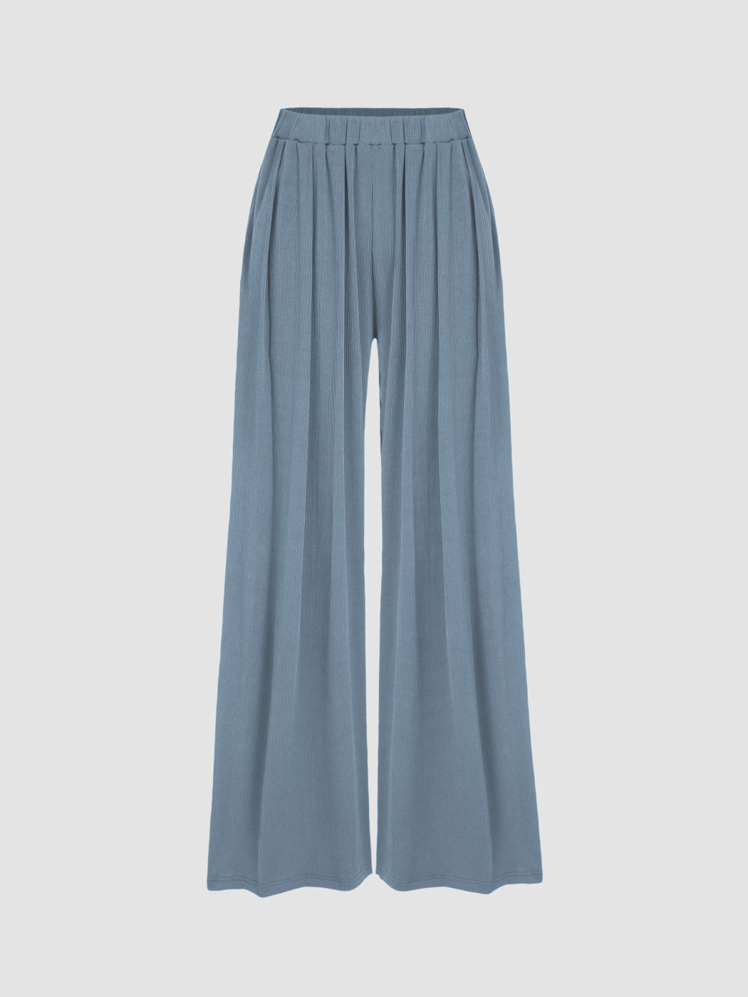 Damen Weite Palazzo-Strickhose mit hohem Elastikbund und feiner Rippstruktur Shop Nory