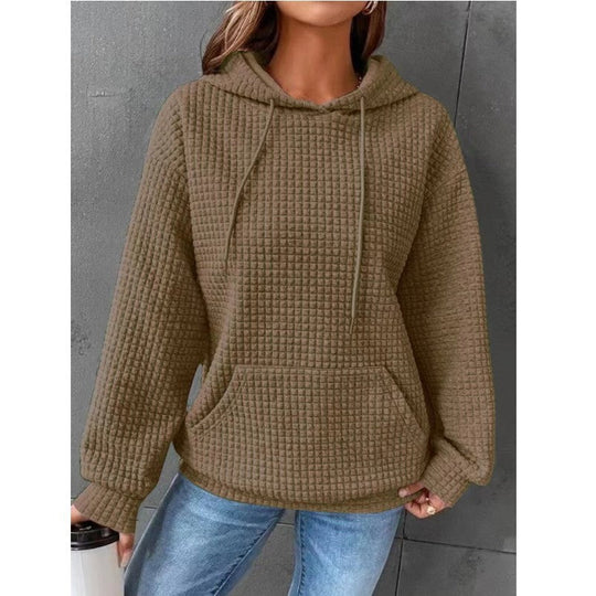 Damen lässiger Hoodie mit strukturierter Oberfläche und praktischer Kängurutasche