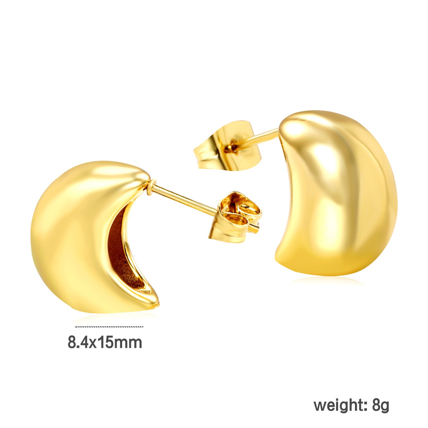 Damen Elegante goldplattierte Edelstahl Ohrstecker Shop Nory