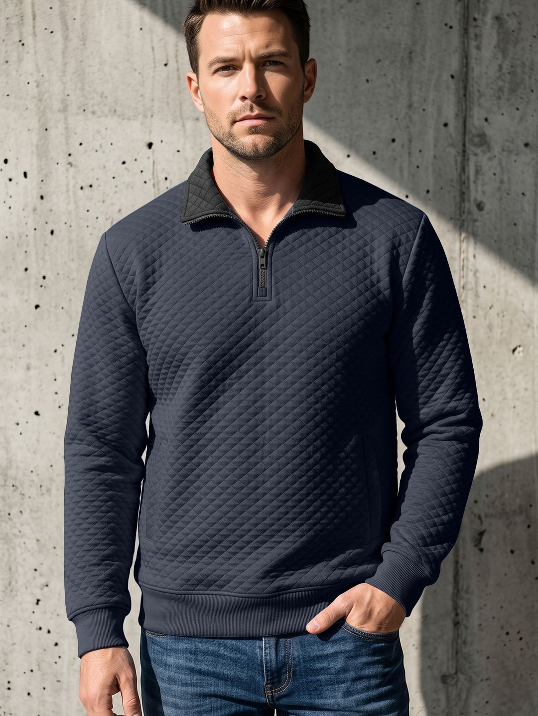 Herren Stepppullover mit Troyerkragen und Halbzip Shop Nory