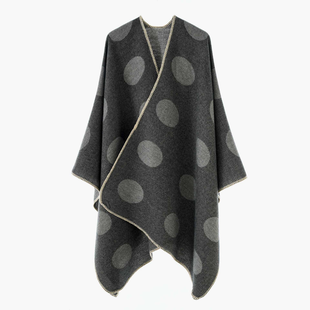 Damen Punkte-Überwurf Cape aus Wollmix mit Zierstich Shop Nory
