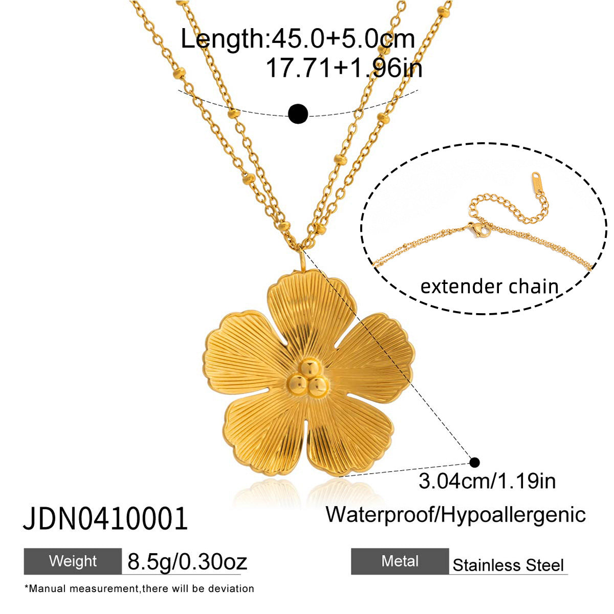 Damen Halskette im floralen Design mit erweiterbarem Edelstahlanhänger Shop Nory