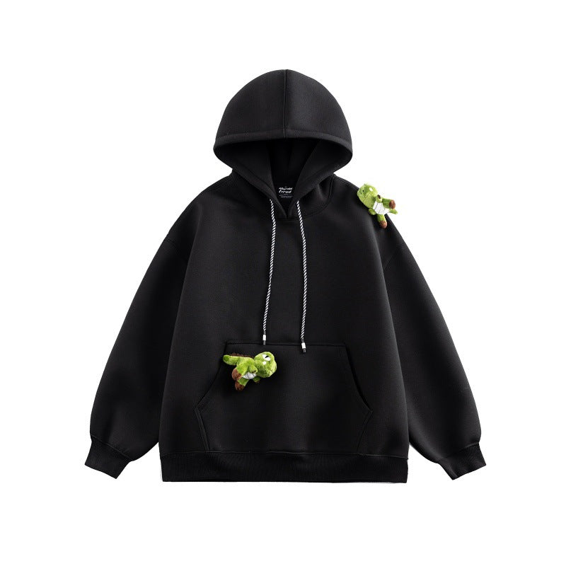 Unisex Oversize-Kapuzenpullover aus French-Terry mit Kängurutasche und abnehmbaren Plüschanhänger Shop Nory