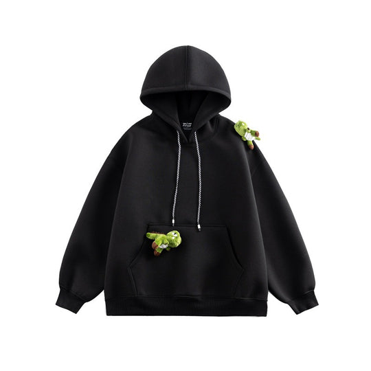 Unisex Oversize-Kapuzenpullover aus French-Terry mit Kängurutasche und abnehmbaren Plüschanhänger Shop Nory