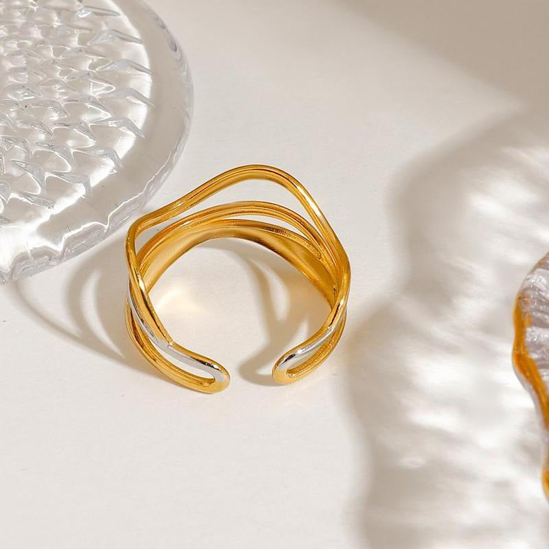 Damen Offenes Armreif mit welleförmigem Design aus hypoallergenem Edelstahl Shop Nory