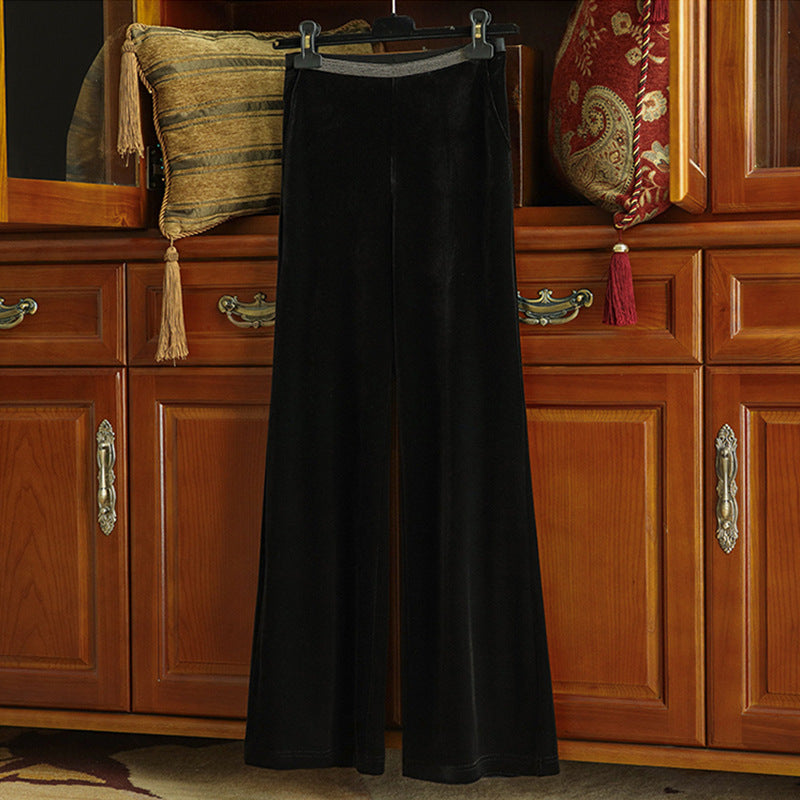 Damen Elegante und fließende Velours-Hose Shop Nory