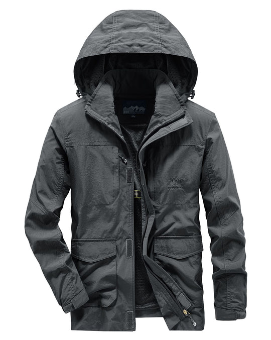 Herren Leichte Utility-Jacke mit Kapuze Shop Nory
