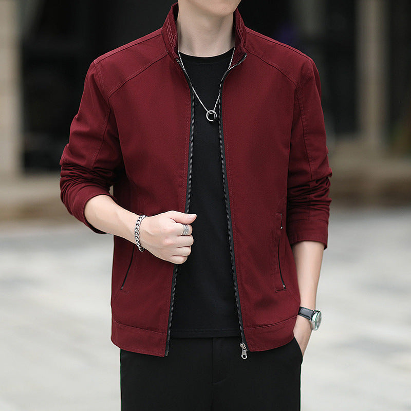 Herren Minimalistische Utility-Übergangsjacke aus Baumwoll-Canvas mit Stehkragen und Reißverschlusstaschen Shop Nory