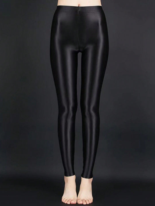 Damen Hochglänzende Fitness-Leggings mit hoher Taille und umfassendem Komfort