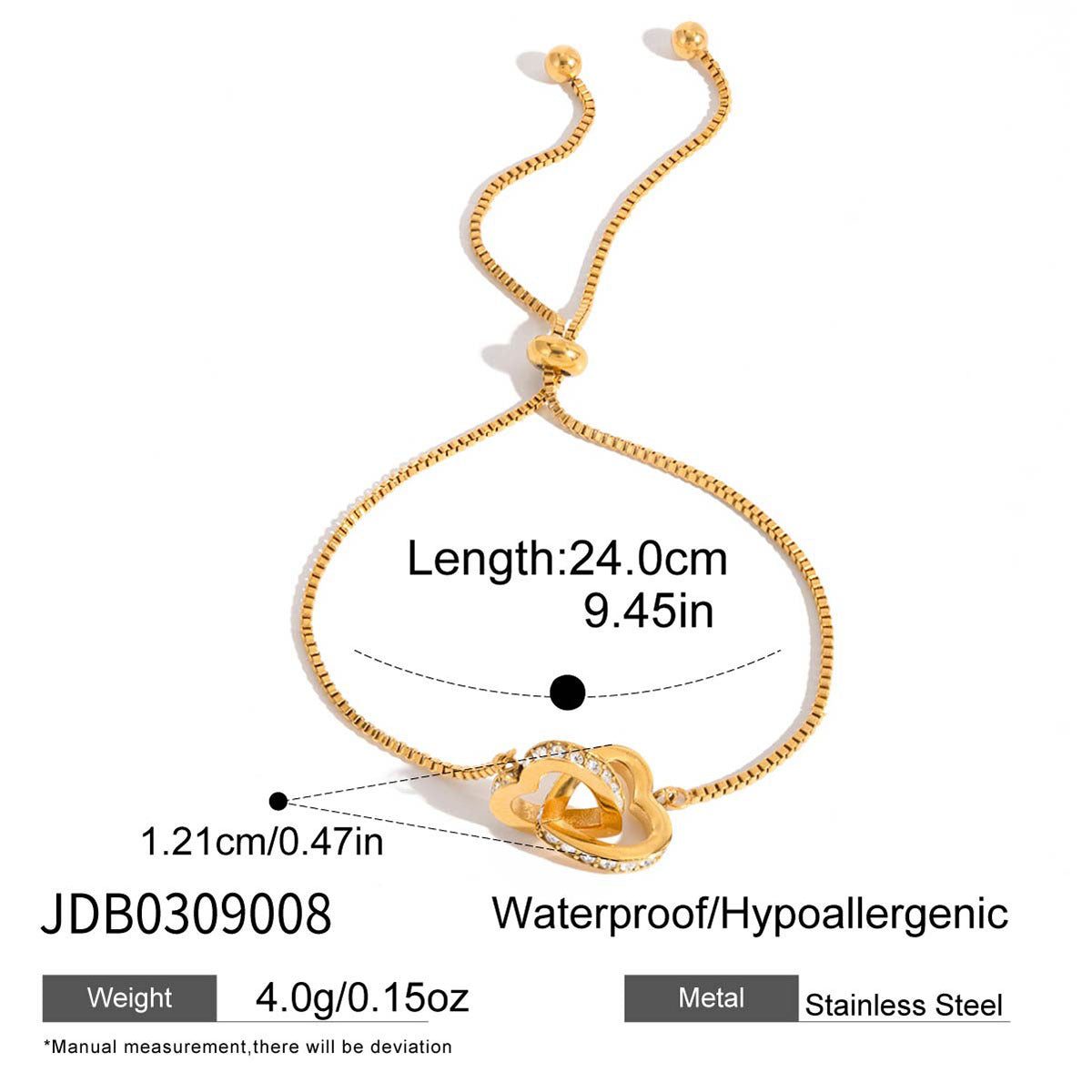 Damen Armband mit verstellbarem Verschluss und herzförmigem Anhänger Shop Nory