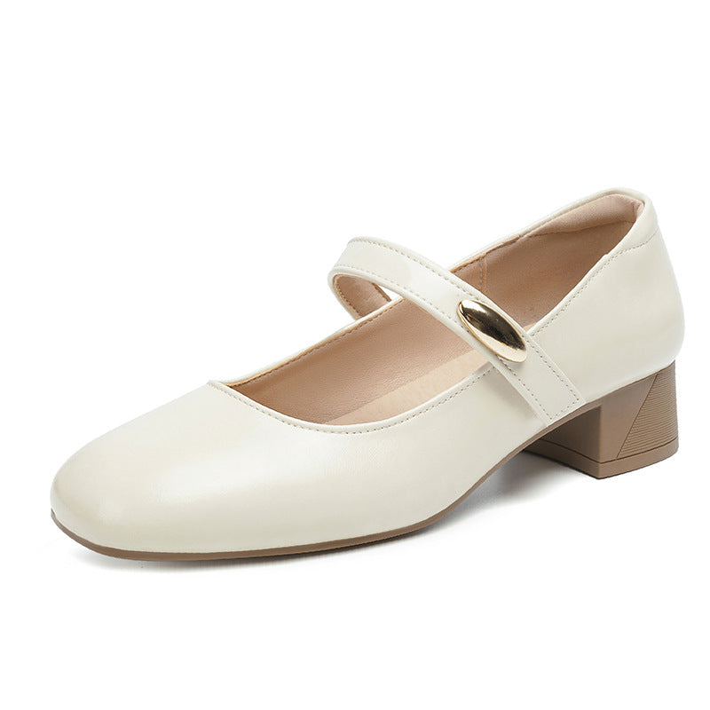 Damen Mary Jane Blockabsatzschuhe mit modischer Schnalle Shopnory