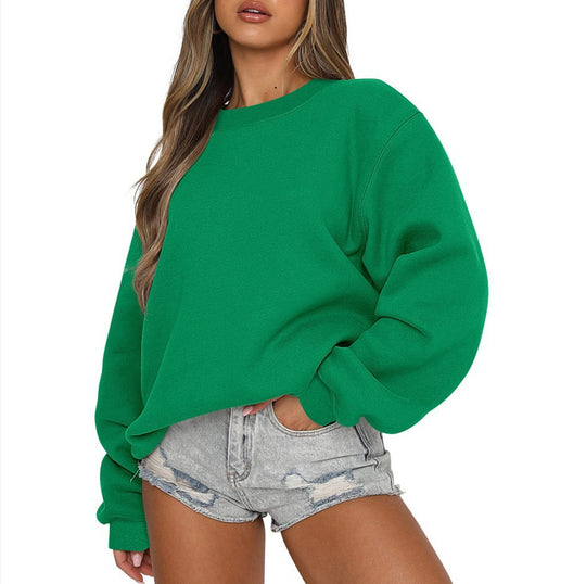 Damen nan oversized Rundhals-Sweatshirt aus Baumwollmix mit überschnittener Schulter, angerauter Innenseite und elastischen Bündchen Shop Nory