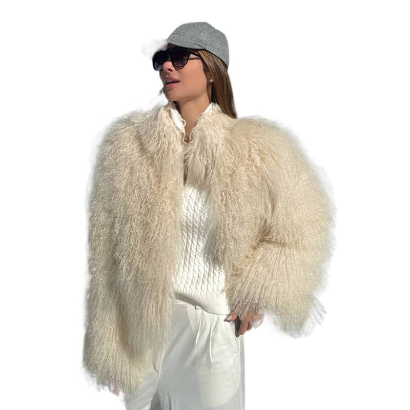 Damen Kuschelige Kurzjacke im Lammfell‑Look mit lockiger Long‑Pile‑Struktur Shop Nory