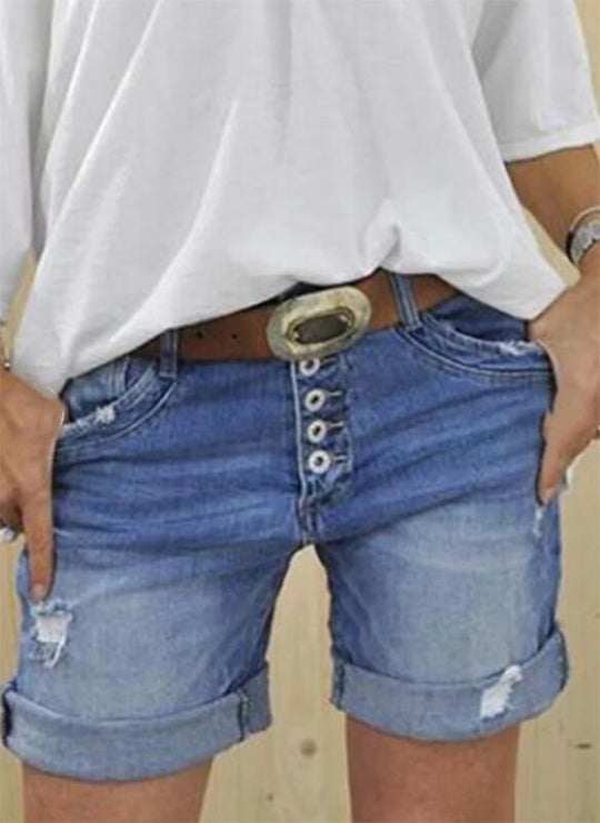 Shopnory | Damen Ripped Denim Shorts