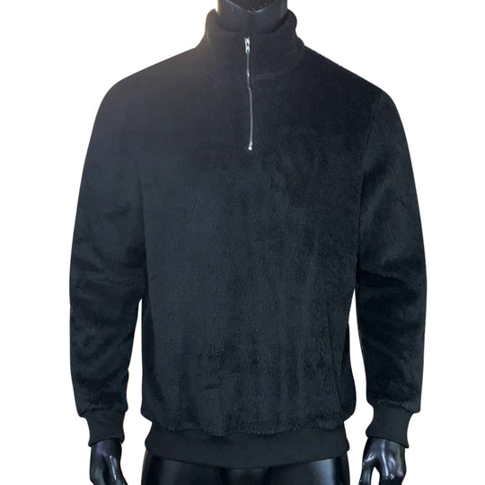 Herren Sherpa-Fleece-Pullover mit Stehkragen und kurzem Reißverschluss Shop Nory
