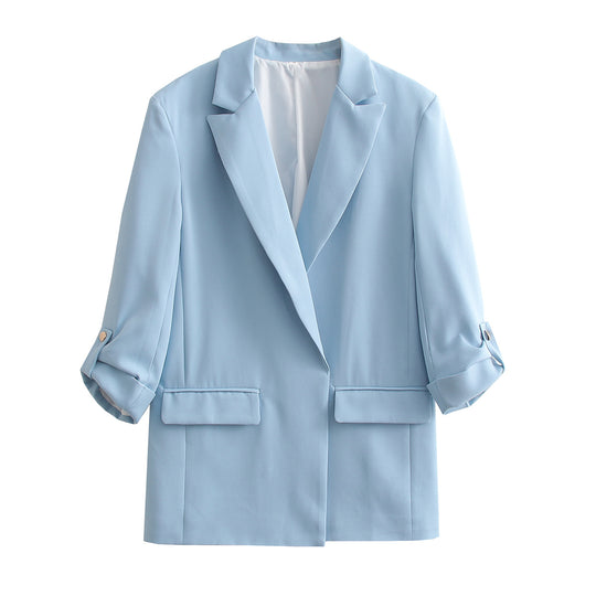 Damen Oversize Longline Blazer mit Dreiviertel-Ärmeln und Reverskragen Shop Nory