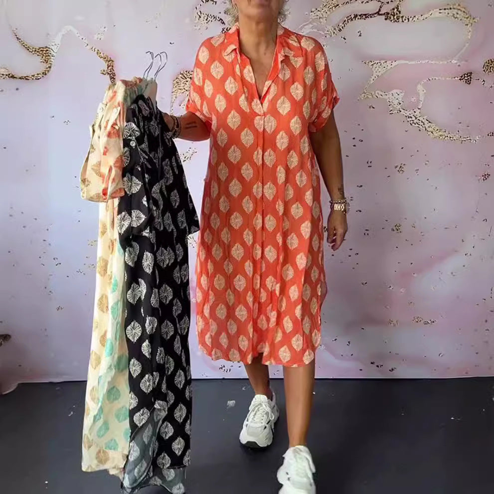 Damen Hemdblusenkleid mit einzigartigem Muster und lässigem Schnitt