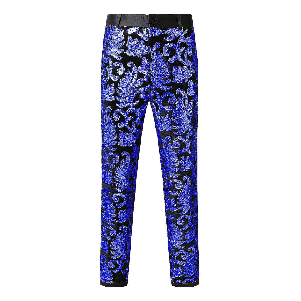 Herren elegante Pailletten-Hosen mit floralem Muster