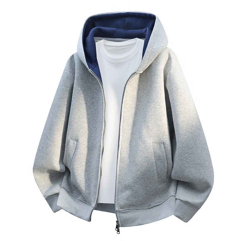 Herren Oversize-Zip-Hoodie mit kontrastgefütterter Kapuze und Kängurutaschen Shop Nory
