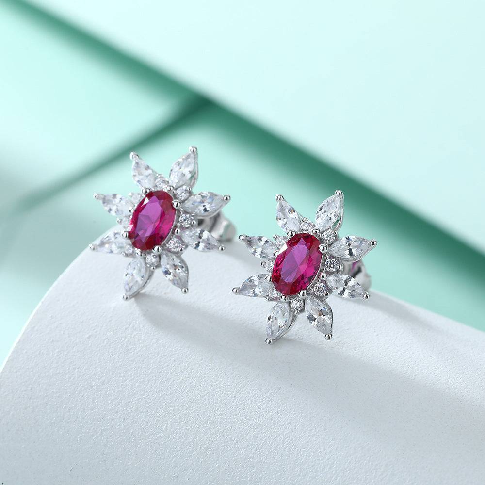 Damen Ohrringe mit funkelndem Kristall und blumigem Design Shop Nory
