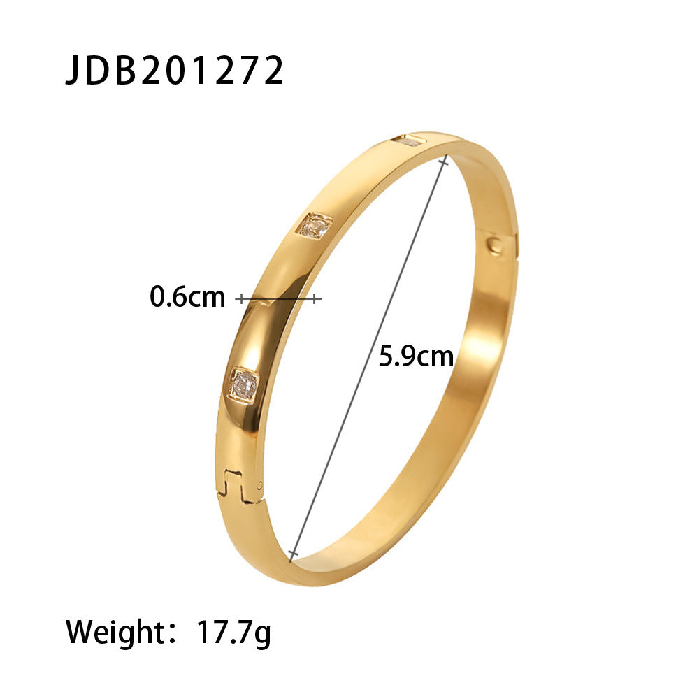 Damen Armreif mit elegantem Zirkonia-Besatz aus hochwertigem Edelstahl Shop Nory
