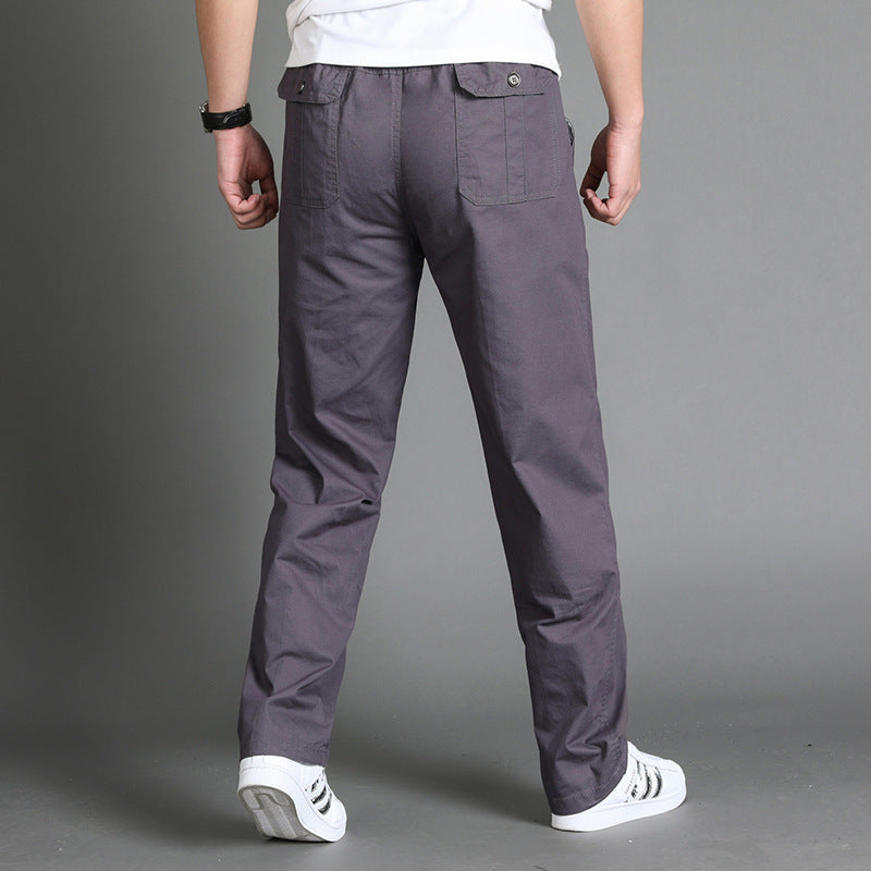 Herren Lässige Canvas-Chinohose mit elastischem Tunnelzugbund, aufgesetzten Taschen & geradem Bein Shop Nory