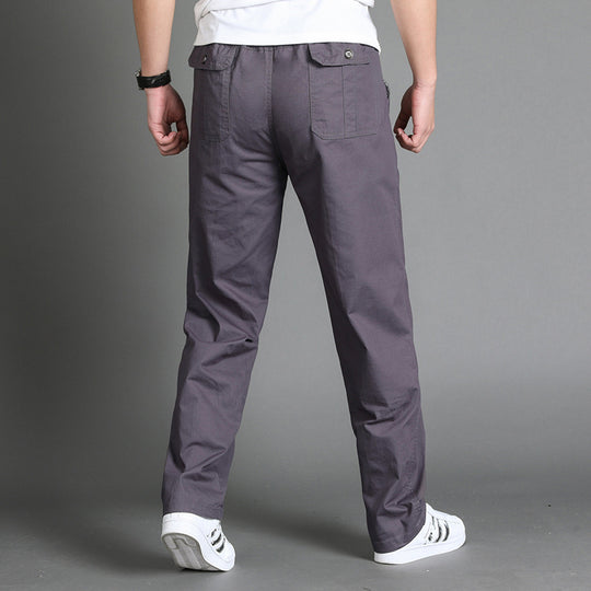 Herren Lässige Canvas-Chinohose mit elastischem Tunnelzugbund, aufgesetzten Taschen & geradem Bein Shop Nory