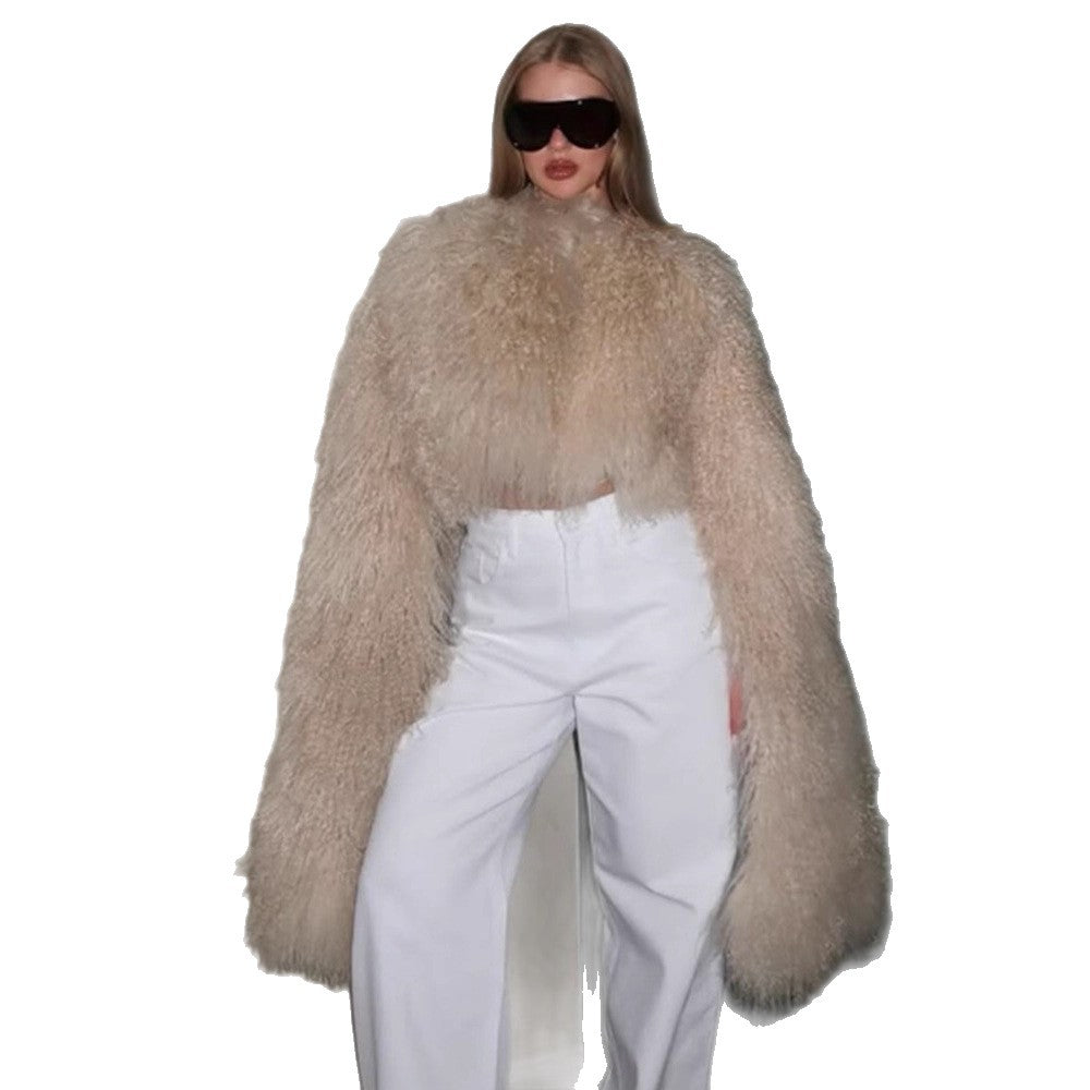 Damen Extravaganter Oversize-Fauxfur-Mantel mit langfloriger Lockenstruktur Shop Nory