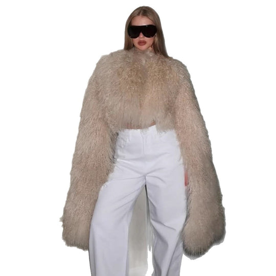 Damen Extravaganter Oversize-Fauxfur-Mantel mit langfloriger Lockenstruktur Shop Nory