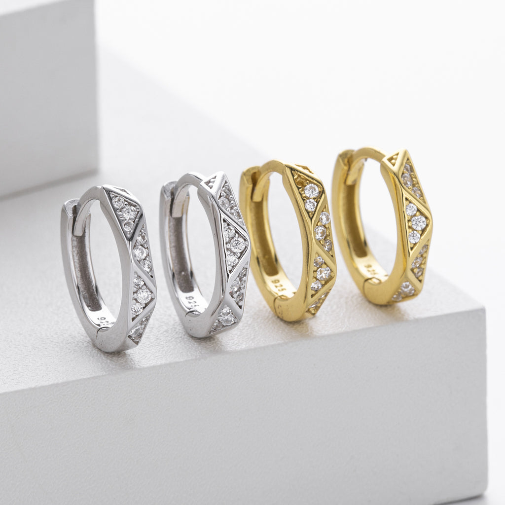 Damen Ohrringe mit funkelnden Zirkonsteinen aus hochwertigem 925 Sterling Silber Shop Nory