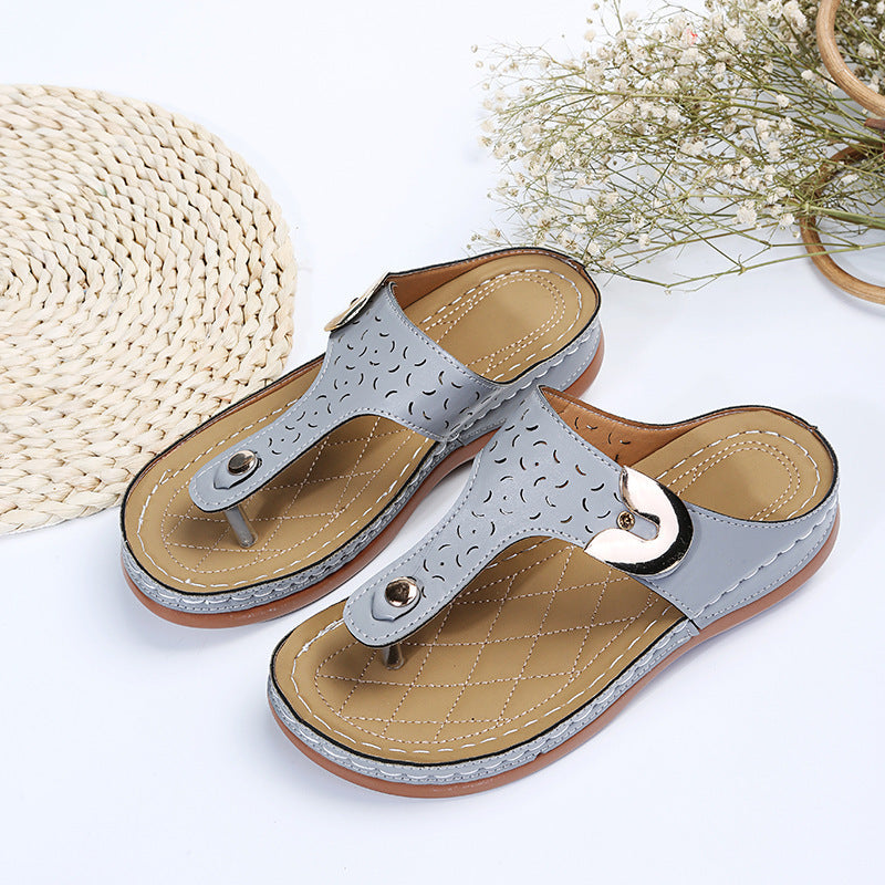 Damen Bequeme Zehentrenner-Sandalen mit verstellbarem Riemen und gepolsterter Sohle