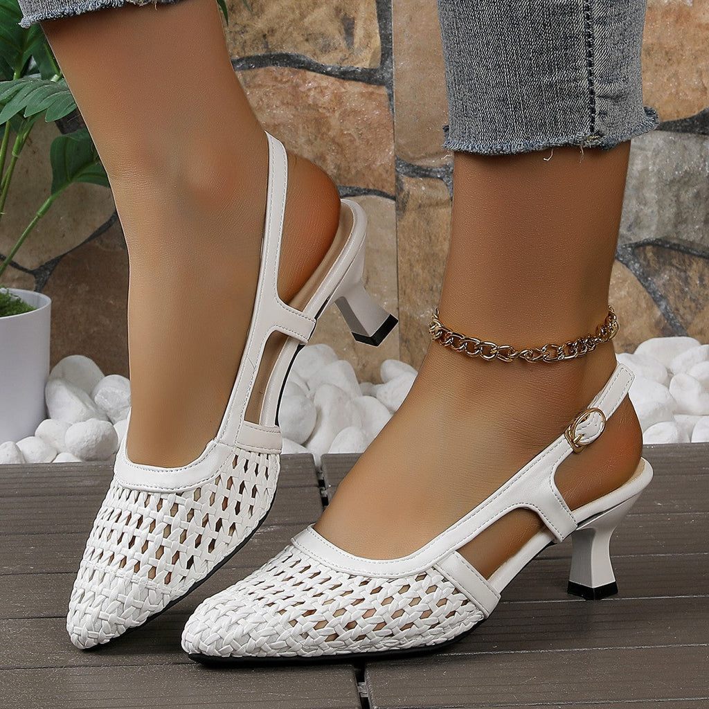 Damen Sling-Sandalen mit durchbrochenem Design und elegantem Blockabsatz