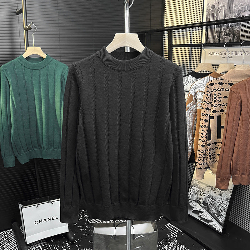 Herren Feinstrick-Pullover mit vertikaler Rippenstruktur und kurzem Stehkragen Shop Nory