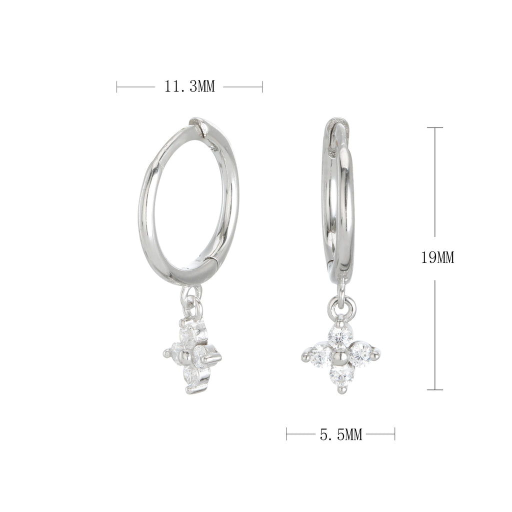 Damen Creolenohrringe mit blütenförmigen Anhängern und hochwertigem Zirkonbesatz Shop Nory