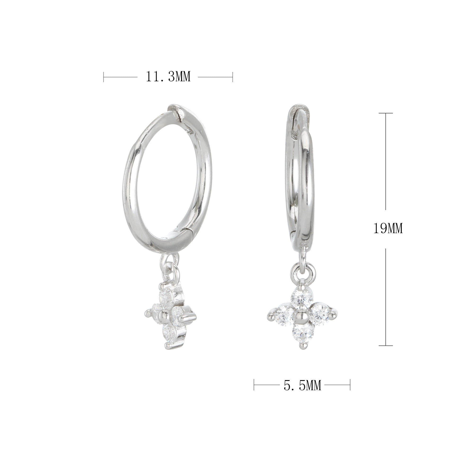 Damen Creolenohrringe mit blütenförmigen Anhängern und hochwertigem Zirkonbesatz Shop Nory