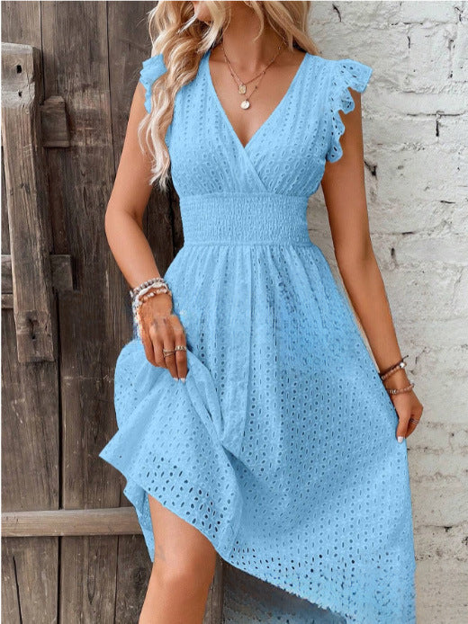 Damen Sommerkleid mit eleganten Spitzenärmeln