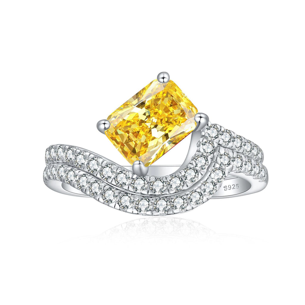Damen eleganter Ring mit funkelndem Edelstein und Zirkonia-Verzierung Shop Nory
