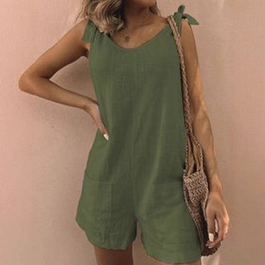 Damen Jumpsuit mit praktischen Taschen und verspielten Schulterbändern