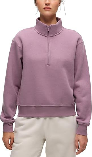 Damen Oversize-Sweatshirt mit halbem Reißverschluss, Stehkragen und Rippbündchen Shop Nory