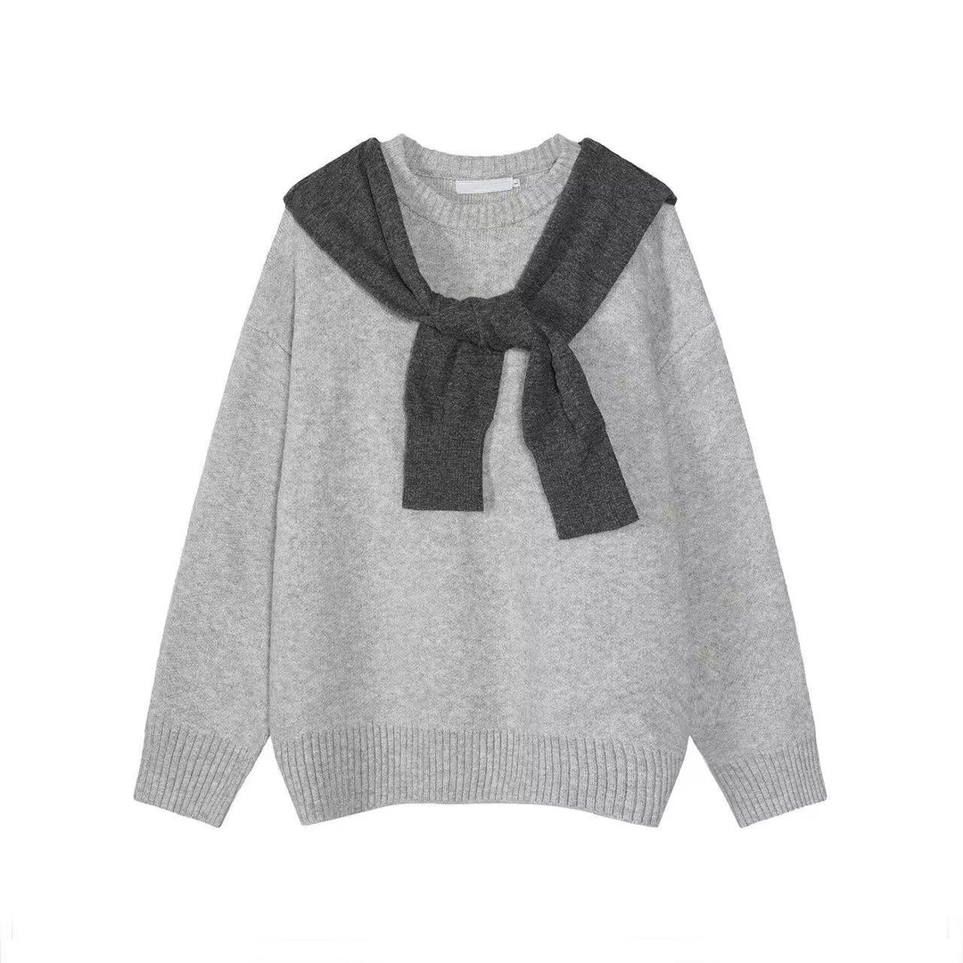 Damen Modischer Grobstrickpullover mit Kragen Shop Nory