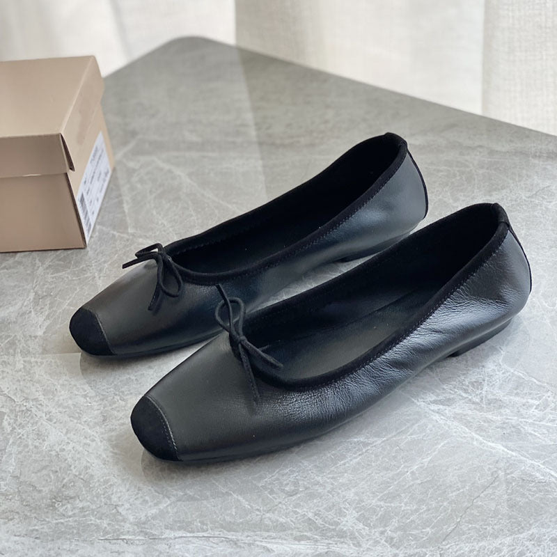 Damen Flache Ballerinas mit zierlichem Schleifenakzent