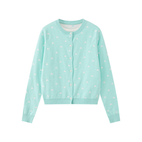 Damen Feinstrick-Cardigan mit Sternjacquard, Rundhals und Knopfverschluss Shop Nory