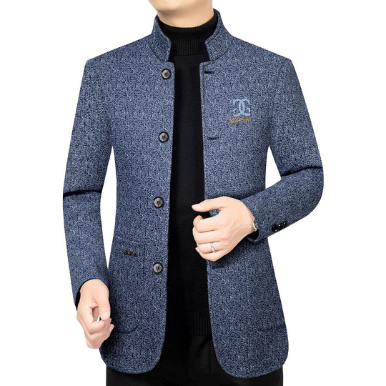 Herren Moderner Stehkragen-Blazer im Travel-Stil mit wattierter Innenfütterung Shop Nory